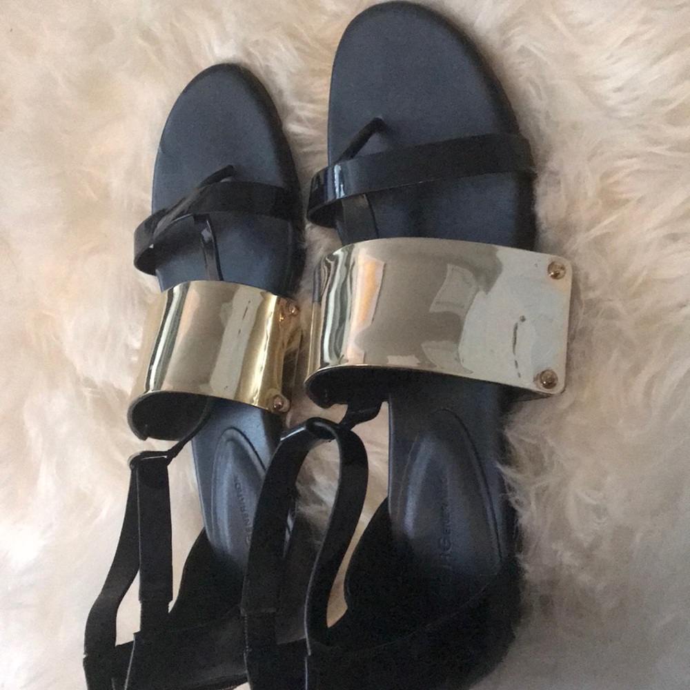 Black and gold BCBG sandals